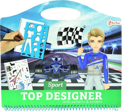 Toi-Toys Creatief schetsboek met stickers en sjablonen - Race thema - Verander outfits - Inclusief stickers - Voor kinderen
