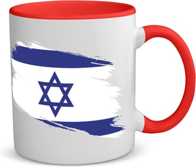Akyol - israël vlag koffiemok - theemok - rood - Israël - mensen die liefde willen geven aan israel - degene die van israël houden - supporten - oorlog - verjaardagscadeautje - gift - geschenk - kado - 350 ML inhoud