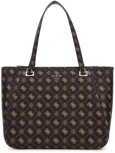 GUESS shopper met laptopvak Calebra Tote Bag Espresso Logo donkerbruin
