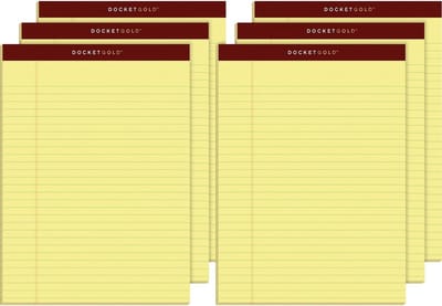 Schrijfblokken Juridische Regel - Notitieblokken Geperforeerd - Notities Maken - Extra Stevige Rug - 6 Pak 50 Vel - Kanariegeel