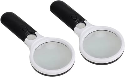 Verlichting loep set van 2 stuks, handloep met licht voor lezen, hobby's en inspectie, 3x vergroting, ideaal voor senioren en juweliers