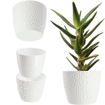 KADAX Bloempot van kunststof, diameter 11-21 cm, 5 kleuren, eenvoudige pot, robuuste plantenpot, plantenbak, ronde bloempotbescherming voor varen, diameter 11 cm, wit