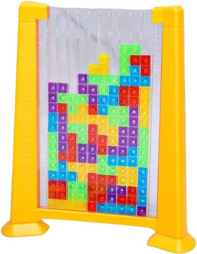 Dobbelstenen Puzzel - Torenspel Swing - Hersenen Trainen - Meerdere Spelkeuzes - 23.5 x 19.5 cm - Geel