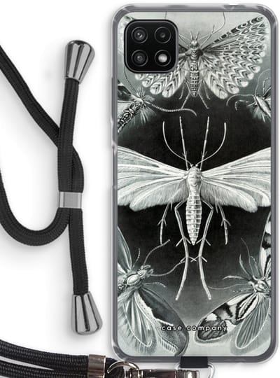 Case Company® - Hoesje met koord geschikt voor Samsung Galaxy A22 5G hoesje met Koord - Haeckel Tineida - Telefoonhoesje met Zwart Koord - Bescherming aan alle Kanten en Over de Schermrand