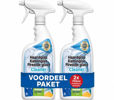 KieselGreen Haardglas en Autoruiten Reiniger 2 x 750 ml Glasreiniger met Azijn Streepvrije Reiniging Voordeelverpakking