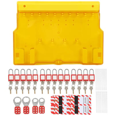 Lockout Tagout Station Inclusief Hangsloten Sleutels Beugels Hangtags Visueel Lockout Kit Bord met Afdekking voor yellow