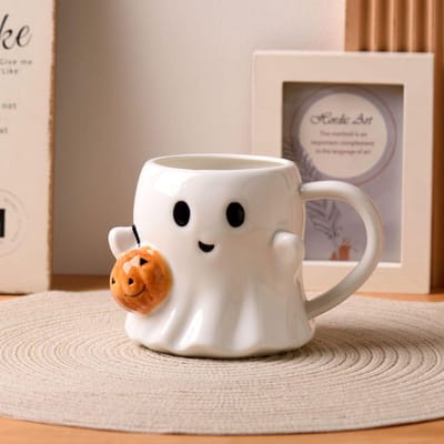 Tasse à eau d'Halloween Citrouille Fantôme Tasse Elfe Fantôme Magique Tasse à café créative Tasse pour couple bizarre 600ml gray