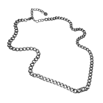 Cubaanse Style Schakelketting met Rechthoekige Zirkonia, Dames Ketting RVS Gepolijst - Verstelbaar 40-47cm