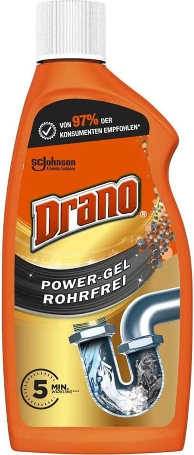 Drano (Mr Muscle) Power Gel buisvrije afvoerreiniger, buisreiniger, voor keuken en badkamer, verwijdert verstoppingen, per stuk verpakt (1 x 500 ml)