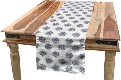 ABAKUHAUS Tafelloper Grijs-Wit Vierkant – 40x225 cm – Machinewasbaar