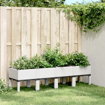 vidaXL Plantenbak met poten 160x40x42 cm polypropeen wit