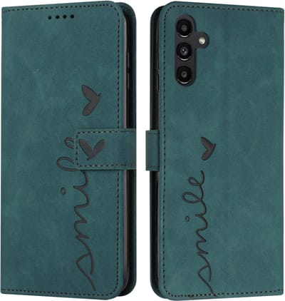 Coverup Hoesje - Geschikt voor Samsung Galaxy A17 / A26 / A16 Hoesje - Coverup Smile Book Case - Groen