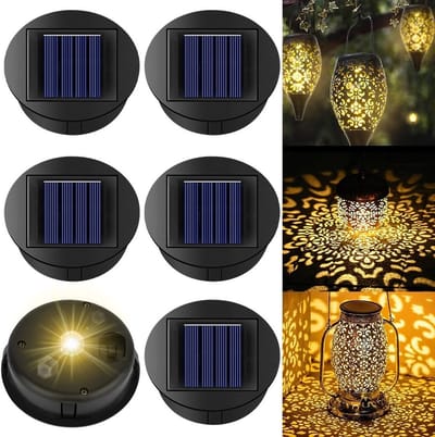 Set van 6 Vervangende Solar Lampenkappen 8 cm - Waterdichte LED Tuinverlichting voor Buiten met Warm Wit Licht en IP44 Bescherming