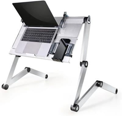 Inklapbaar Nachtkastje - Draagbare Tafel - Bed Lezen - In Hoogte Verstelbaar - 65x40cm - Zilver