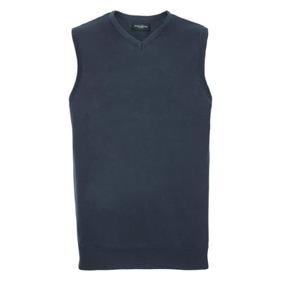 Russell Collectie Heren V-hals Mouwloos Gebreide Trui-trui-top / Trui-trui (Franse marine)