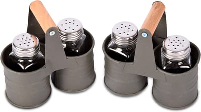 Peper en Zout Molen Set 2 stuks | Pepermolen | Zoutmolen |Kruidenmolen | Incl. Houders - Donkergrijs