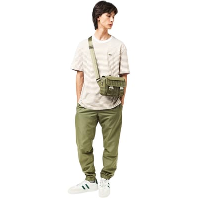 Lacoste Joggingbroek voor heren met streep aan de zijkant (Kaki Groen)