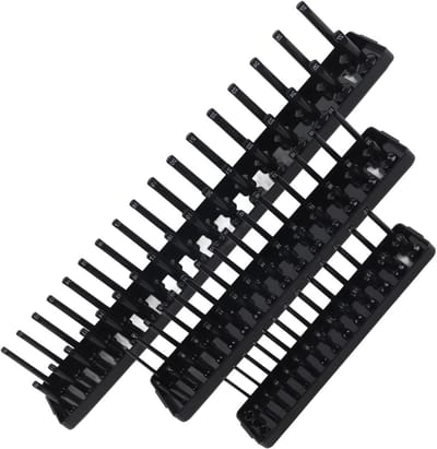 Generic Zwart Socket Organizer Set Stevige ABS 3PCS 1/4in 3/8in 1/2in Socket Opbergrek voor Workshop Gebruik