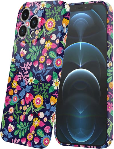 Smartphonica Telefoonhoesje Geschikt voor iPhone 12 Pro met Gekleurde Bloemen Opdruk - Flexibel Softcase TPU - Backcover Case Coloured Flowers Design geschikt voor iPhone 12 Pro
