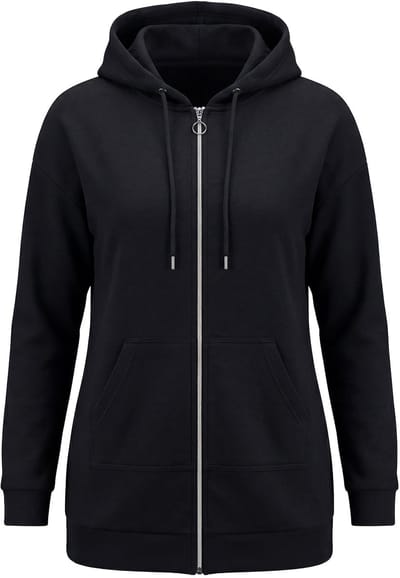 Angel of Style - Dames - Sweatvest oversized capuchon rits - Zwart - Maat 42