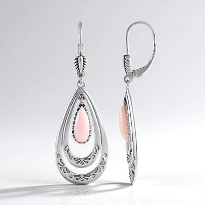 Cavill - Zilveren Oorbellen 925 Sterling Zilver Geoxideerd - 2,025 ct Roze Opaal Peervormig - Elegante Druppelvormige Oorbellen met Klapsluiting