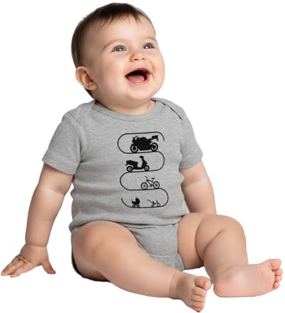 Evolutie Van De Motorrijder Op Twee Wielen Baby Rompertje Met Korte Mouwen