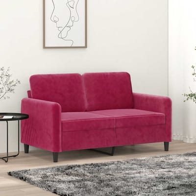 Vidaxl Bank 2-zits, Wijnrood, 120 Cm, Bekleed met Fluweel