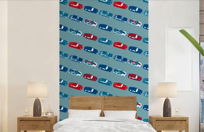 Behang - Fotobehang Patroon - Auto - Race - Jongens - Kinderen - Kids - Kind - Breedte 150 cm x hoogte 240 cm