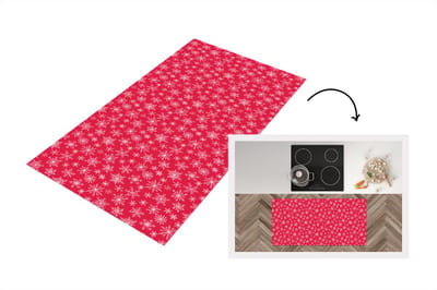 Keukenloper - Loper keuken - Sneeuwvlok - Rood - Wit - Design - 120x60 cm - Keukenloper vinyl