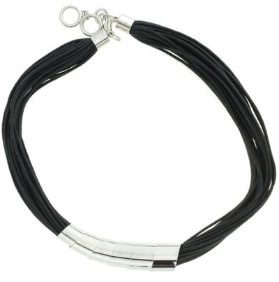 Behave - Korte koordketting met glanzende zilverkleur, zwart - 45,5 cm + 3 cm verlengketting