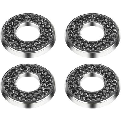 4 pièces d'anneaux décoratifs pour serrures de portière de voiture en alliage de zinc avec strass, pour modification intérieure, décoration de cache-portière 4pcs Black Diamond Car Door Bolt Decorative Ring