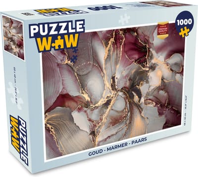 Puzzel Goud - Marmer print - Paars - Legpuzzel - Puzzel 1000 stukjes volwassenen