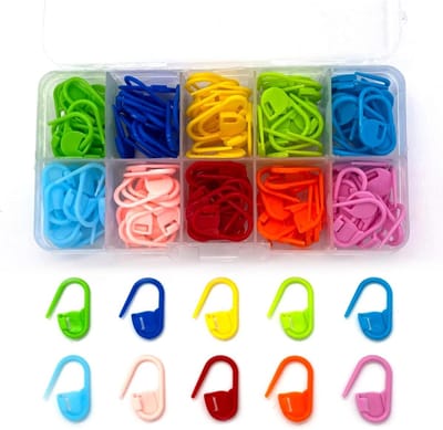 EXCITAT Steekmarkeerders - Stitch markers - 10 kleuren - met opbergdoos - voor breien, haken of knutselen - 120 stuks