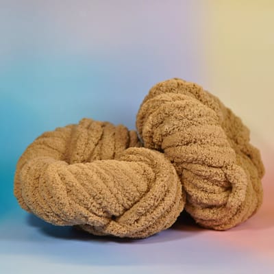 Chunky Yarn voor Handbreien – 2 Stuks Chunky Wol – Lichtbruin Chenille – Voor Plaids & Sjaals
