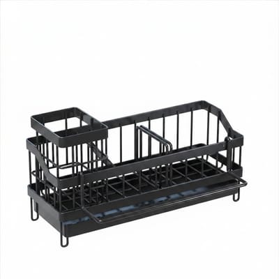 KAD® Vaatdoekhouder Gootsteen - Gootsteen Organizer - Vaatdoekhouder - Zwart - 25cm x 9cm x 13cm