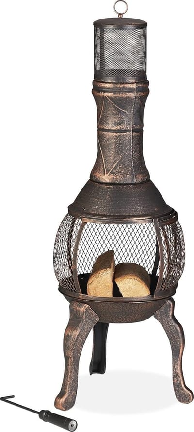 Tuinhaard Gietijzer met Pook en Vonkenscherm voor Buiten - Terrashaard in Antiek Design