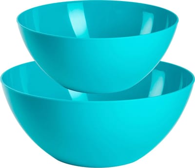 Plasticforte voedsel serveer schalen set - 2x stuks - blauw - kunststof - Dia 23 en 26 cm