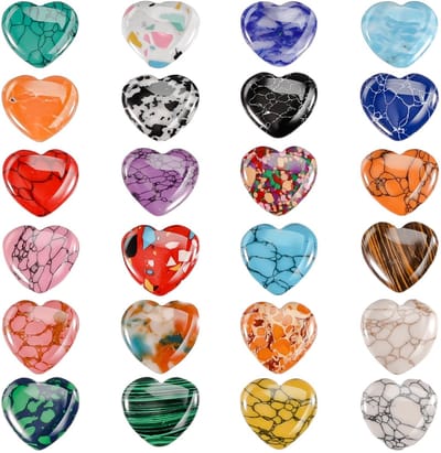 Dailygoods- Hartsteen Set van 24 Stuks - Kristallen Edelstenen - Kunstmatige Decoratie - Meditatie Chakra - Reiki Energiebalans - Verschillende Kleurpatronen