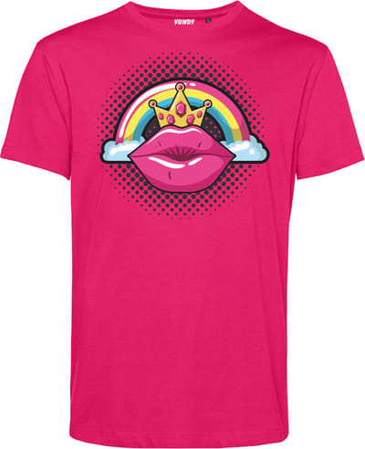 T-shirt Female PopArt Lips | Gay pride shirt kleding | Regenboog kleuren | LGBTQ | Roze | maat XS