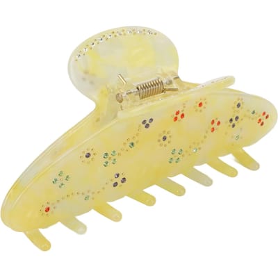 Retro Strass Haarclip Klem Vrouwen Meisjes Geel Modieus Sterke Grip Klem voor Dun Dik beige