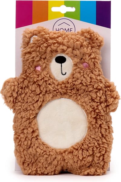 Puckator Magnetronknuffel beer - opwarmknuffel beer - warmie beer 22x18 cm - bruin/wit
