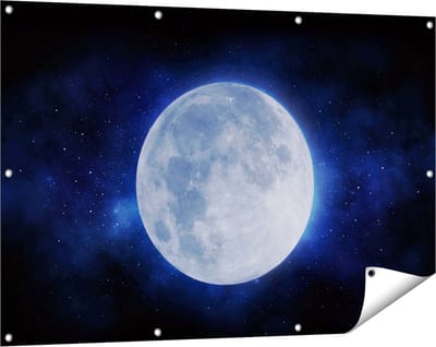 Gards Tuinposter Volle Maan in de Ruimte - 120x80 cm - Tuindoek - Tuindecoratie - Wanddecoratie buiten - Tuinschilderij