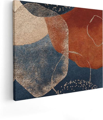 Artaza Canvas Schilderij Abstracte Kunst - 50x40 cm - Muurdecoratie Woonkamer - Wanddecoratie Geometrisch - Kamer Accessoires Blauw