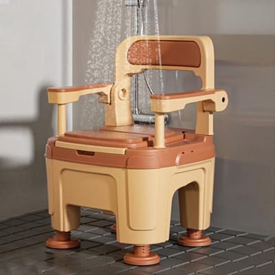 Opvouwbare Toiletstoel - Beddouchestoel Mobiliteitshulp - Thuiszorg Comfort - In Hoogte Verstelbaar - 56x53x73cm - Wit