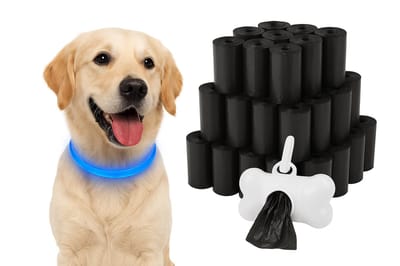 Led Halsband Hond Blauw L 70cm + Hondenpoepzakjes 100 stuks