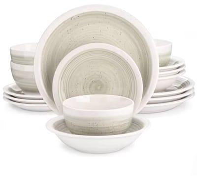 Serenico Serviesset Azzuro - 32 delig - 8 persoons - Beige - Dinerborden - Bordenset - Diepe borden - Ontbijtborden - Servies - Keukenservies