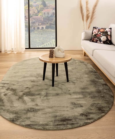 Viscose vloerkleed ovaal - Glamour olijfgroen 120x180