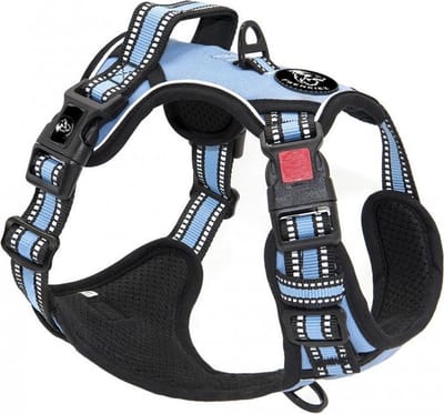 Frenkiez reflective no pull comfort dog harness, lightblue, Large