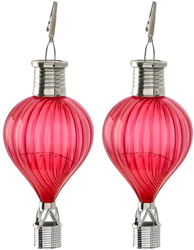 Cepewa LED ballonhanger - 2x - rood - H17 cm - luchtballon - tuinverlichting/buitenlamp