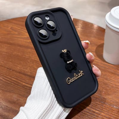 3D Letter Kroon Beer Siliconen Zachte Telefoonhoes Voor iPhone 15 16 Pro Max 14 13 12 11 XS XR 7 8 Plus Schokbestendig Candy Matte Cover For iPhone 16 Plus